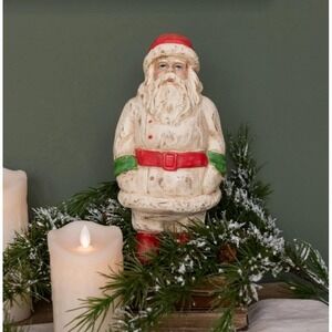 Ragon House Vintage Christmas Style White, Red & Green Santa Figurine 10" NEW